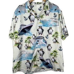 Madagascar Aloha Shirt Mens XL Penguins Cruise Ship  Hawaiian
